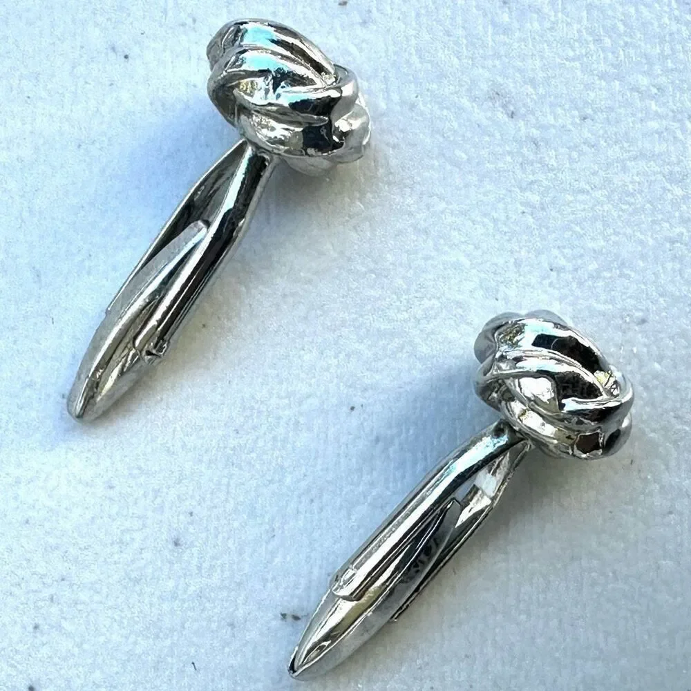 Silver tone knot cuff links